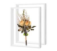 M METERXITY 2-Pack Dried Flower Frame, 12 x 16 Inch Double Acrylic Wooden Dried Flower Photo Floating Frame for Tabletop/DIY/Handicrafts [White]