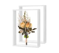 M METERXITY 2-Pack Dried Flower Frame, 8 x 12 Inch Double Acrylic Wooden Dried Flower Photo Floating Frame for Tabletop/DIY/Handicrafts [White]