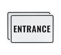 M METERXITY 2-Pack Entrance Sign 12x8 Inch Aluminum Reflective Enter Here Signs Rust Free Waterproof Entrance Signs for Business/Door[Black Letters On White Background]