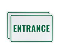 M METERXITY 2-Pack Entrance Sign 12x8 Inch Aluminum Reflective Enter Here Signs Rust Free Waterproof Entrance Signs for Business/Door[Green Letters On White Background]