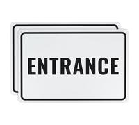 M METERXITY 2-Pack Entrance Sign 14x10 Inch Aluminum Reflective Enter Here Signs Rust Free Waterproof Entrance Signs for Business/Door[Black Letters On White Background]