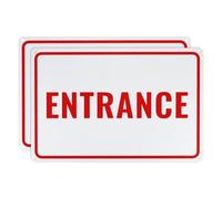 M METERXITY 2-Pack Entrance Sign 14x10 Inch Aluminum Reflective Enter Here Signs Rust Free Waterproof Entrance Signs for Business/Door[Red Letters On White Background]