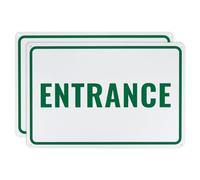 M METERXITY 2-Pack Entrance Sign 14x10 Inch Aluminum Reflective Enter Here Signs Rust Free Waterproof Entrance Signs for Business/Door[Green Letters On White Background]