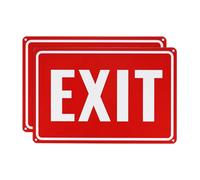 M METERXITY 2-Pack Exit Sign 12x8 Inch Aluminum Reflective Enter Here Signs Rust Free Waterproof Exit Signs for Business/Door[White Letters On Red Background]