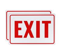 M METERXITY 2-Pack Exit Sign 14x10 Inch Aluminum Reflective Enter Here Signs Rust Free Waterproof Exit Signs for Business/Door[Red Letters On White Background]