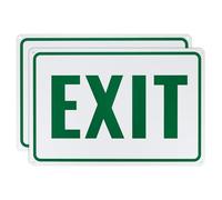 M METERXITY 2-Pack Exit Sign 14x10 Inch Aluminum Reflective Enter Here Signs Rust Free Waterproof Exit Signs for Business/Door[Green Letters On White Background]