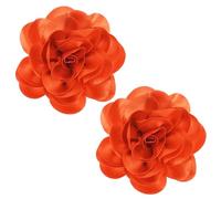 M METERXITY 2-Pack Extra Large Rose Flower Brooches, 7.87 Inch Lapel Pins Dainty Satin Fabric Big Camellia Oversized Brooch Pin for Women Wedding/Dance/Clothes/Accessories [20cm, 2pcs Orange]