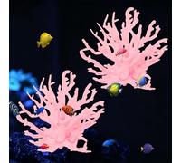 M METERXITY 2 Pack Fake Coral Fish Decorations for Tank, PVC Coral Decor, Artificial Fish Aquarium Decor [Pink, 3.54'' x 1.57'' x 3.35'',L x W x H]