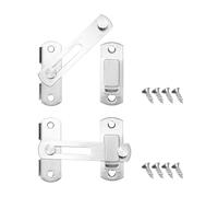M METERXITY 2-Pack Flip Latch Gate Latches 2.76Inch Stainless Steel Gate Latches with Screws Safety Sliding Door Lock for Door/Window/Toilet/Fence/Drawer [Silver]