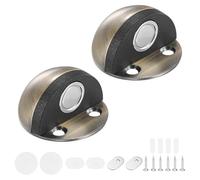 M METERXITY 2-Pack Floor Mounted Door Stops, Stainless Steel Half Dome Magnetic Gate Stopper with Plastic Rubber Bumper for Living Room/Bedroom/Bathroom, Wall Protector [Green Bronze]