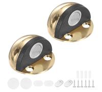 M METERXITY 2-Pack Floor Mounted Door Stops, Stainless Steel Half Dome Magnetic Gate Stopper with Plastic Rubber Bumper for Living Room/Bedroom/Bathroom, Wall Protector [Gold Tone]