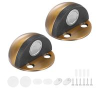 M METERXITY 2-Pack Floor Mounted Door Stops, Stainless Steel Half Dome Magnetic Gate Stopper with Plastic Rubber Bumper for Living Room/Bedroom/Bathroom, Wall Protector [Yellow Bronze]