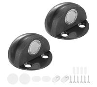 M METERXITY 2-Pack Floor Mounted Door Stops, Stainless Steel Half Dome Magnetic Gate Stopper with Plastic Rubber Bumper for Living Room/Bedroom/Bathroom, Wall Protector [Black]