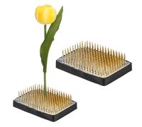 M METERXITY 2-Pack Flower Frog 2.48" x 1.77" Rectangle Copper Floral Arranger Pins Ikebana Holder W Rubber Base for Flower Arrangements/Craft Plant/Home Decor, Kenzan Fixed Tool [1.1cm Pins]