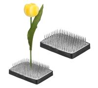 M METERXITY 2-Pack Flower Frog 2.48" x 1.77" Rectangle Steel Floral Arranger Pins Ikebana Holder W Rubber Base for Flower Arrangements/Craft Plant/Home Decor, Kenzan Fixed Tool [1.1cm Pins]