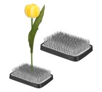 M METERXITY 2-Pack Flower Frog 3.27" x 2.28" Rectangle Steel Floral Arranger Pins Ikebana Holder W Rubber Base for Flower Arrangements/Craft Plant/Home Decor, Kenzan Fixed Tool [1.1cm Pins]
