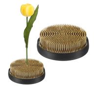 M METERXITY 2-Pack Flower Frog 3.74" Round Copper Floral Arranger Pins Ikebana Holder W Rubber Base for Flower Arrangements/Craft Plant/Home Decor, Floral Kenzan Fixed Tool [1.1cm Pins]