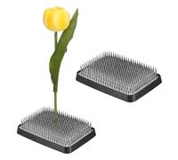 M METERXITY 2-Pack Flower Frog 3.78" x 2.76" Rectangle Steel Floral Arranger Pins Ikebana Holder W Rubber Base for Flower Arrangements/Craft Plant/Home Decor, Kenzan Fixed Tool [1.1cm Pins]