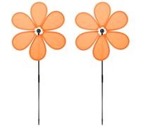 M METERXITY 2-Pack Flower Wind Spinners, 27.2 Inch Cloth Lawn Pinwheels Outdoor Windmills for Party Decorations/Yard/Garden, Flower Pinwheels Toys [Orange]