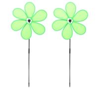 M METERXITY 2-Pack Flower Wind Spinners, 27.2 Inch Cloth Lawn Pinwheels Outdoor Windmills for Party Decorations/Yard/Garden, Flower Pinwheels Toys [Green]