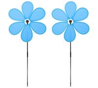 M METERXITY 2-Pack Flower Wind Spinners, 27.2 Inch Cloth Lawn Pinwheels Outdoor Windmills for Party Decorations/Yard/Garden, Flower Pinwheels Toys [Blue]