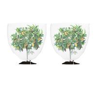 M METERXITY 2-Pack Fruit Tree Netting Cover, 9.84 x 9.84 Feet Netting for Fruit Trees W Zipper & Drawstring, Protective Garden Mesh for Vegetables/Tomato/Blueberry Bush Netting Cover [White]