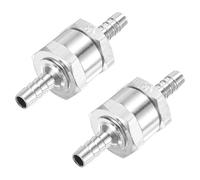 M METERXITY 2-Pack Fuel Oil Check Valve, 1/4" Aluminum Alloy Non Return One Way Check Valve for Fuel Line/Petrol/Diesel/Water/Oil/Gas [Silver]