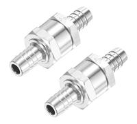 M METERXITY 2-Pack Fuel Oil Check Valve, 3/8" Aluminum Alloy Non Return One Way Check Valve for Fuel Line/Petrol/Diesel/Water/Oil/Gas [Silver]