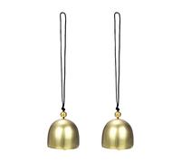 M METERXITY 2-Pack Hanging Bells, Small Decorative Bells Wind Chimes Vintage Bell Jingle Bells for Christmas/Home/Window/Door/Garden Decor, Hanging Bell Pendant [Gold, Black]