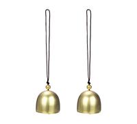 M METERXITY 2-Pack Hanging Bells, Small Decorative Bells Wind Chimes Vintage Bell Jingle Bells for Christmas/Home/Window/Door/Garden Decor, Hanging Bell Pendant [Gold, Coffee]