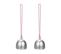 M METERXITY 2-Pack Hanging Bells, Small Decorative Bells Wind Chimes Vintage Bell Jingle Bells for Christmas/Home/Window/Door/Garden Decor, Hanging Bell Pendant [Silver, Red]