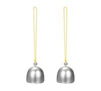 M METERXITY 2-Pack Hanging Bells, Small Decorative Bells Wind Chimes Vintage Bell Jingle Bells for Christmas/Home/Window/Door/Garden Decor, Hanging Bell Pendant [Silver, Yellow]