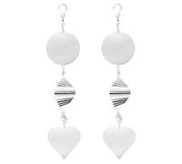 M METERXITY 2-Pack Hanging Wind Spinners, 18.9" 3D Stainless Steel Hanging Reflective Pinwheels for Patio/Yard/Outdoor, Garden Decor Windmill [Silver Tone, Spiral, Round, Heart]
