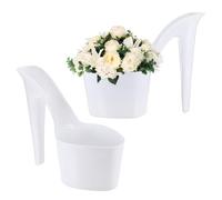 M METERXITY 2-Pack High Heel Shaped Flower Pot, 8.5 Inch High Heel Shaped Home Decor Shoe Vase, Lady Shoe Shape Garden Creative Craft for Indoor/Outdoor Planter [White]