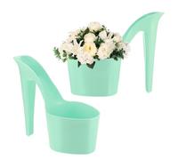 M METERXITY 2-Pack High Heel Shaped Flower Pot, 8.5 Inch High Heel Shaped Home Decor Shoe Vase, Lady Shoe Shape Garden Creative Craft for Indoor/Outdoor Planter [Green]