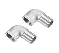 M METERXITY 2 Pack Hose Barb Fittings - 90 Degree Elbow Stainless Steel 25mm Pipe Connector Apply to Water Fuel (3/4" NPT Female Pipe)