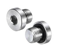 M METERXITY 2-Pack Inner Hex Head Pipe Fitting Plug, 1/8 NPT 304 Stainless Steel Socket Bung Plug with Sealing Ring for Terminate Pipe Ends/Replacement Drains