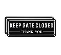 M METERXITY 2-Pack Keep Gate Closed Thank You Sign, 10" x 4" Rust Free Waterproof Signs Fade Resistant Aluminum Reflective Sign for Indoor/Outdoor/Home/Office [White on Black]