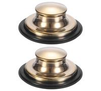 M METERXITY 2-Pack Kitchen Sink Stopper, 3-3/8 Inch Stainless Steel Garbage Disposal Stopper, Universal Sink Plug Cover Fits Standard Kitchen Drain Size of 3-1/2 Inch Diameter [Gold]
