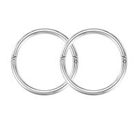 M METERXITY 2-Pack Large Bull Nose Rings, Stainless Steel Spring Bull Nose Pliers with 2.76" Inner Diameter, Livestock Animals Equipment Automatic Locking Bull Nose Lead [Silver]