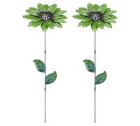 M METERXITY 2 Pack Large Flower Garden Decor Stakes, 13 Inch Waterproof Metal Garden Stakes Spring Decorative for Indoor/Outdoor/Lawn/Flower Pot/Bed/Bouquets/Patio/Terrace/Home Decor [Green]