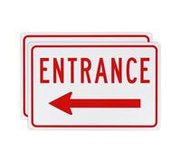 M METERXITY 2-Pack Left Arrow Entrance Sign 12x8 Inch Aluminum Reflective Enter Here Signs Rust Free Waterproof Entrance Signs for Business/Door[Red Letters On White Background]