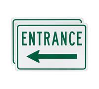 M METERXITY 2-Pack Left Arrow Entrance Sign 12x8 Inch Aluminum Reflective Enter Here Signs Rust Free Waterproof Entrance Signs for Business/Door[Green Letters On White Background]