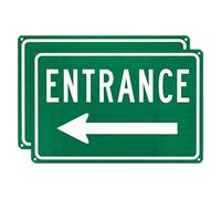 M METERXITY 2-Pack Left Arrow Entrance Sign 14x10 Inch Aluminum Reflective Enter Here Signs Rust Free Waterproof Entrance Signs for Business/Door[White Letters On Green Background]