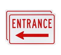 M METERXITY 2-Pack Left Arrow Entrance Sign 14x10 Inch Aluminum Reflective Enter Here Signs Rust Free Waterproof Entrance Signs for Business/Door[Red Letters On White Background]