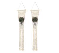 M METERXITY 2-Pack Macrame Plant Hanger, 44 Inch Hand Woven Hanging Basket Holder Handmade Cotton Rope Plant Net Pocket with 1 Net for Balcony Decor/Farmhouse Home Decor/Indoor Plants[Apricot]