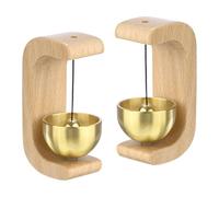 M METERXITY 2-Pack Magnetic Shopkeepers Bell for Door Opening, 1.6inch/4cm Beech Vintage Wind Chime Doorbell with Brass Bell for Front Porch/Garden/Backyard [Beige, C Shape]