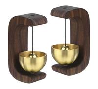 M METERXITY 2-Pack Magnetic Shopkeepers Bell for Door Opening, 1.6inch/4cm Walnut Vintage Wind Chime Doorbell with Brass Bell for Front Porch/Garden/Backyard [Brown, C Shape]