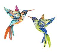M METERXITY 2-Pack Metal Hummingbird Wall Art Decor, Iron Colorful Birds Outdoor Sculpture Wall Decorations Hanging Decor Ornaments for Garden/Fence/Patio/Balcony [Colorful 2]