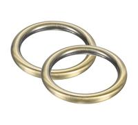 M METERXITY 2-Pack Metal O Rings 1 1/2 Inch Inner Diameter Stainless Steel O Rings Wreath Floral Smooth Round Rings Buckle Loop Ring for DIY/Purse/Bag/Collar/Leather [Brushed Brass]